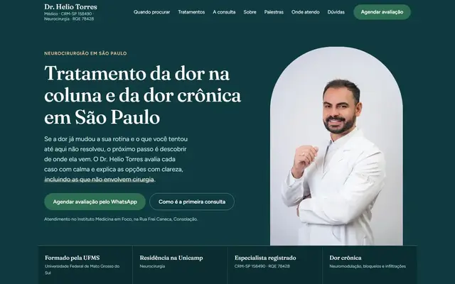 Página inicial do site do Dr. Helio Torres